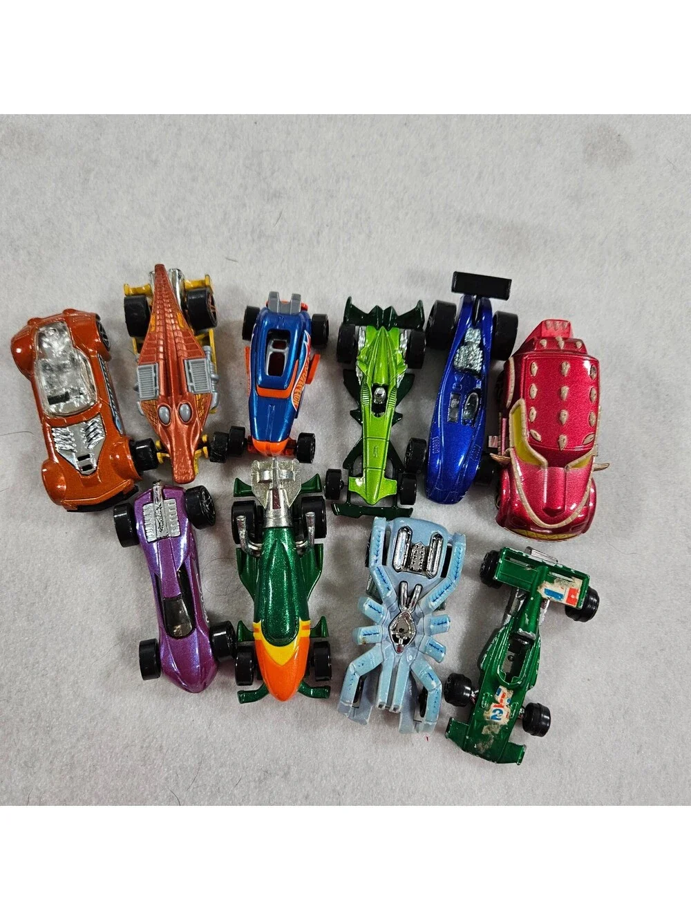 Lot of 10 Hot Wheels Die Cast Cars Fantasy Race Cars Mixed Collection Mattel